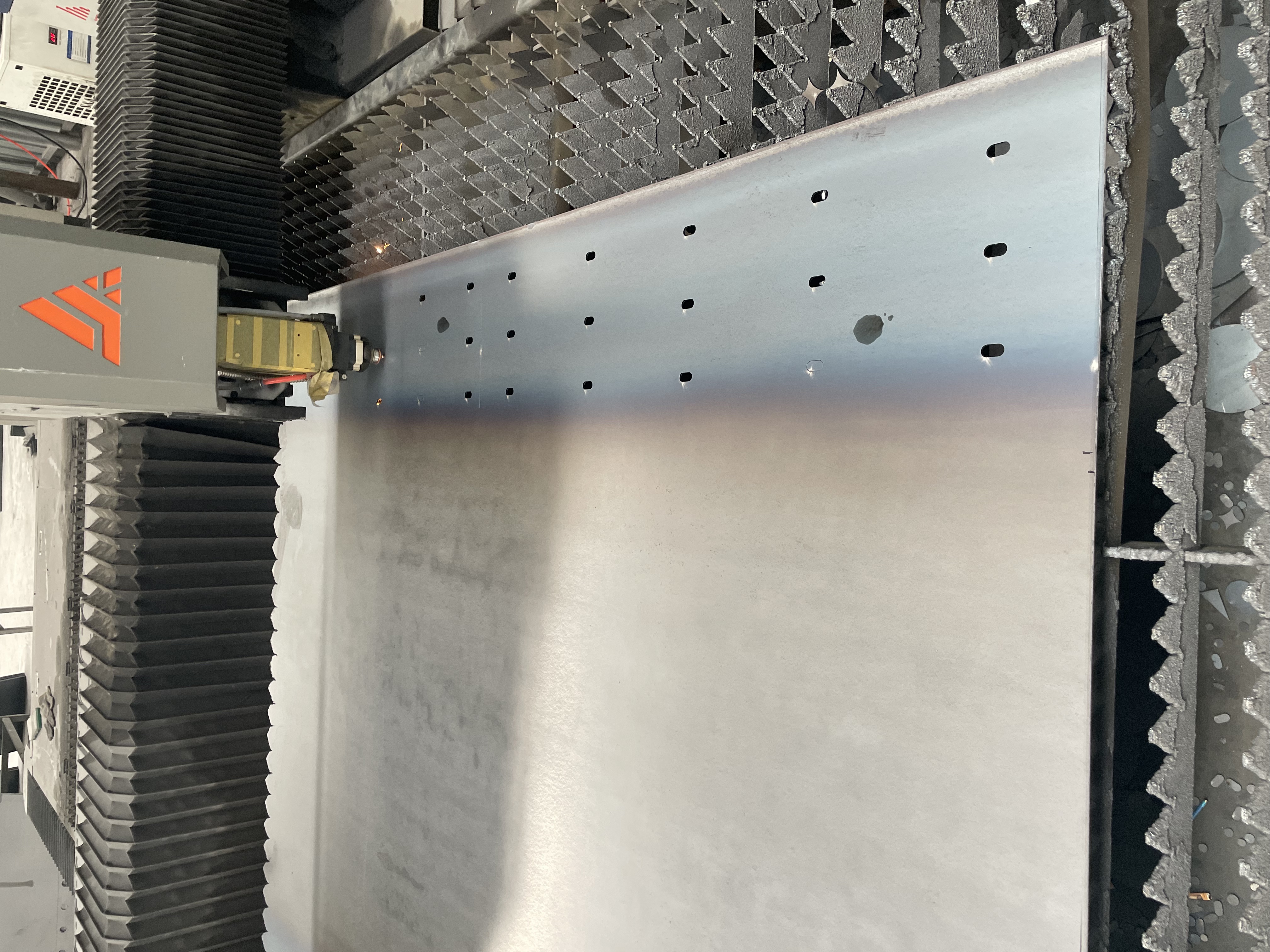 CNC laser cutting steel plate for a silo dust collector housing