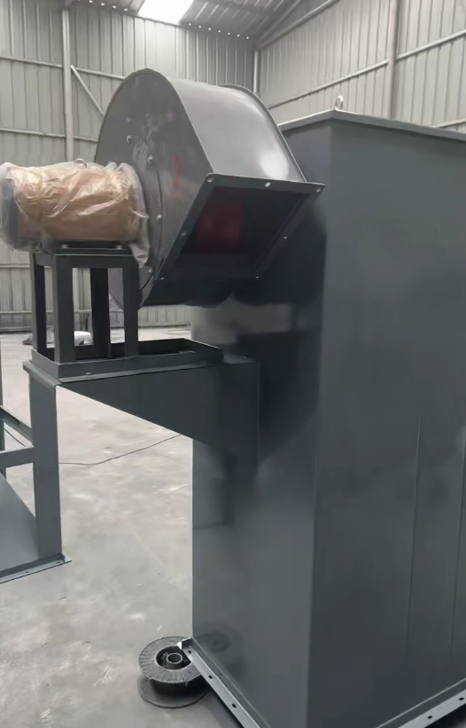 Finished silo top dust collector with fan and clean air outlet