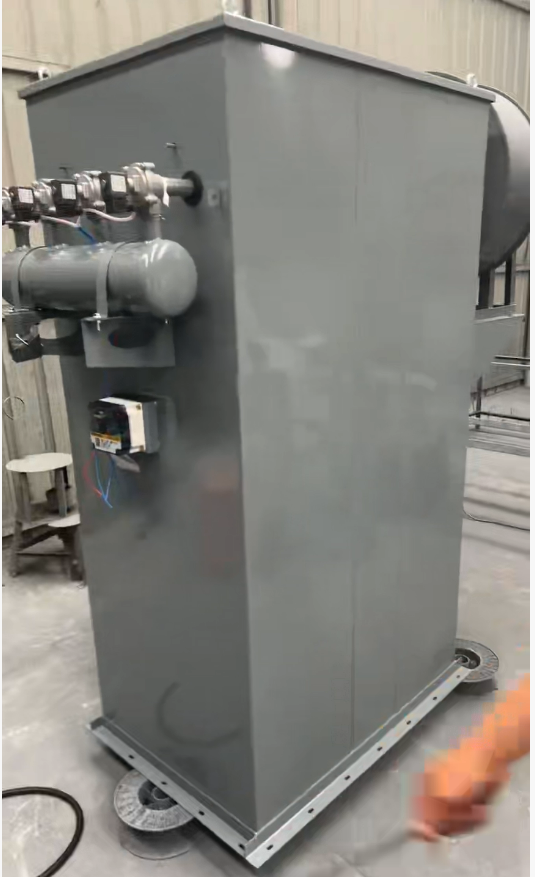 Finished CTD silo top dust collector with pulse air header and solenoid pulse valves